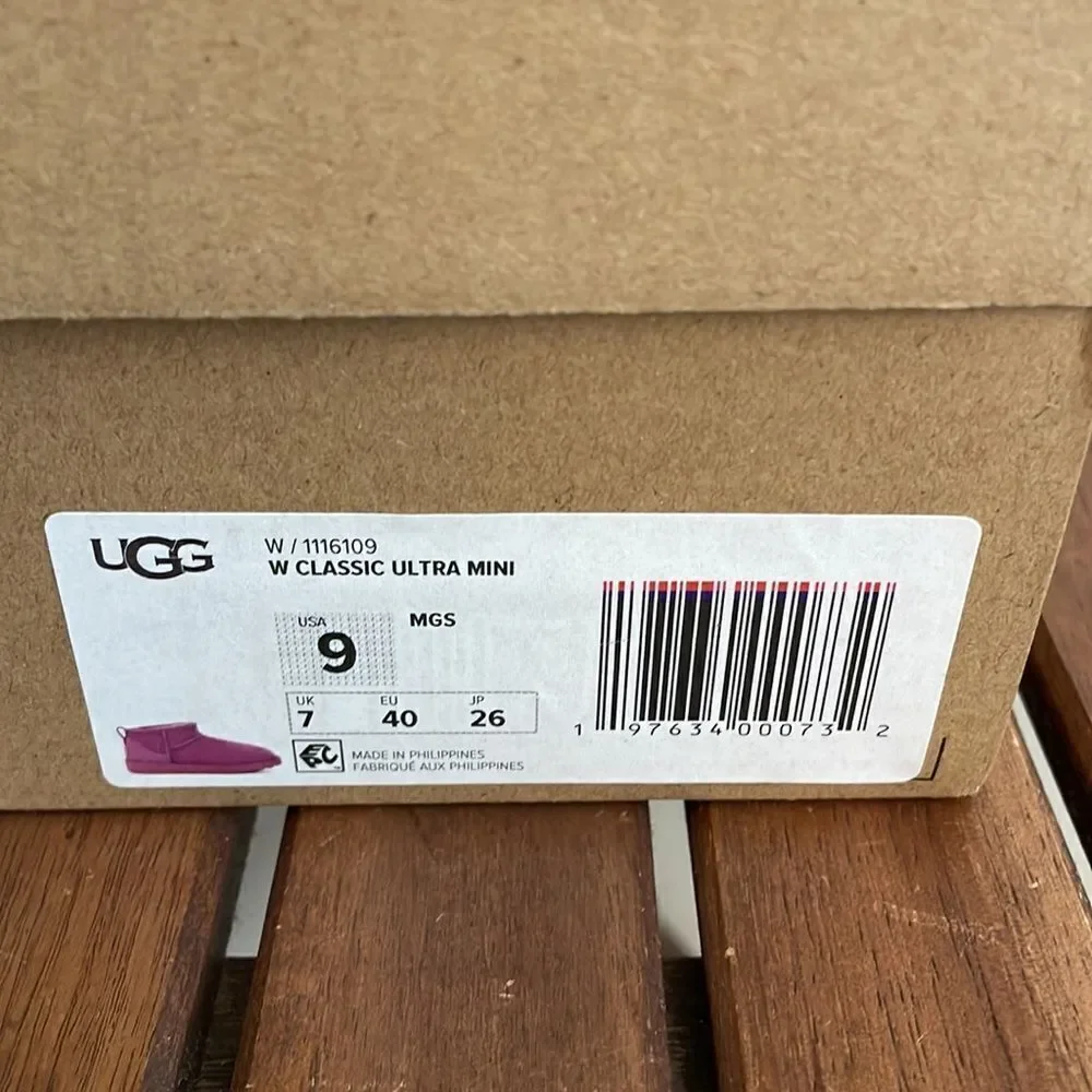 UGG Classic Ultra Mini Booties Mangosteen USA Women Size 9/UK 7/EU 40